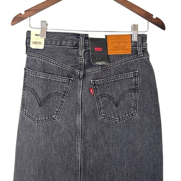Levi's Premium Women's Ankle Column Denim Skirt- Black- Size 24 - Picture 9 of 11